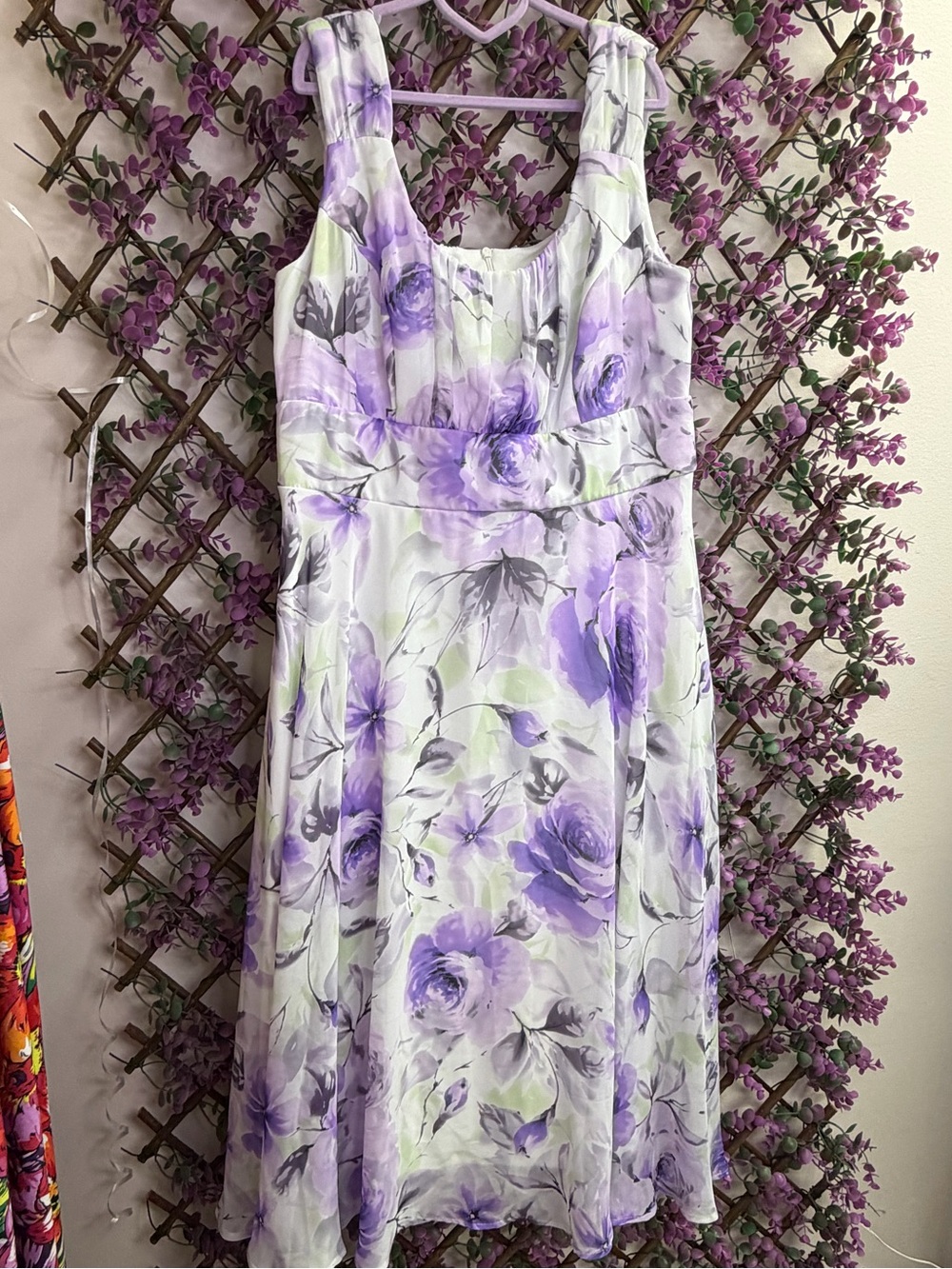 connected apparel Lavender Floral Midi Dress